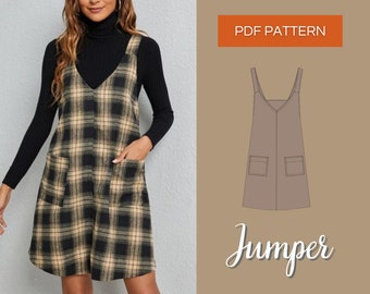 Dress Pattern - Jumper Pattern - Pinafore pattern - Pinafore dress pattern - Jumper Dress Pattern - Sewing Pattern - Women sewing pattern