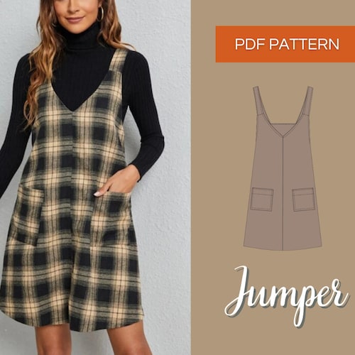 Pinafore Dress Pattern Overall Dress Sewing Pattern Jumper Etsy