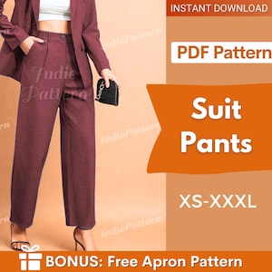 Modello pantaloni da abito / Modelli da cucito / Modello pantaloni da cucito / Modello pantaloni a gamba larga / Modello pantaloni da cucito da donna / Modello da donna