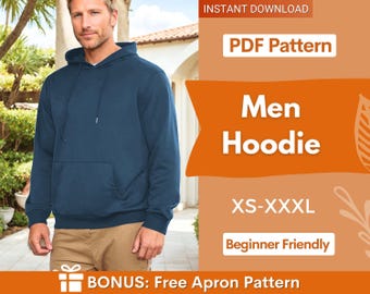 Men Hoodie Pattern, Hoodie Pattern for Men, XS- XXXL, Sweatshirt Pattern, Men Sewing Pattern, Loungewear Pattern, Patterns for men