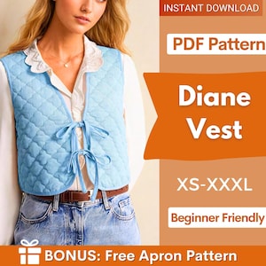Vest Pattern | Front Tie Top Pattern | Vest Sewing Pattern | Top sewing pattern | Women Sewing Patterns | Quilted Vest | Patchwork Vest