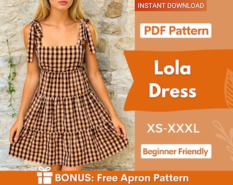 Molde para Vestido de Verão | Molde para Vestido com Amarração nos Ombros | Molde para Vestido em Camadas | Molde para Vestido Franzido | Molde para Vestido com Babados Feminino