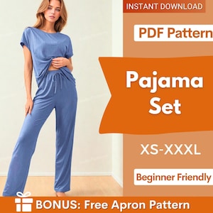 Pajamas Set Pattern | Nightwear Pattern for Women PDF, Pyjama Sleepwear, Nighty Pattern, Women Pajamas Pattern, PJ Pattern Women Sewing