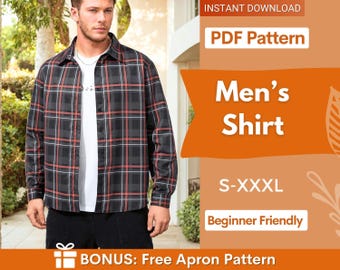 Shirt Pattern for Men | S-XXXL | Sewing Pattern Men | Men Buttons Shirt Sewing Pattern PDF | Men's Button Shirt Pattern | Instant Download
