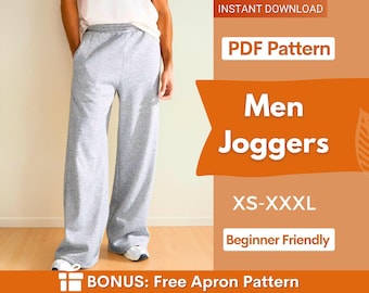 Men Joggers Sewing Pattern, Jogger Pattern, Sweatpants Pattern Men, Men Pants Pattern, Sewing Pattern Men, Straight Leg Joggers for Men