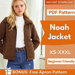 Jacket Sewing Pattern for Women, Women Sewing Pattern, Teddy Jacket, Zip Up Jacket, Beginner Sewing Pattern, Coat Sewing Pattern, Women Coat