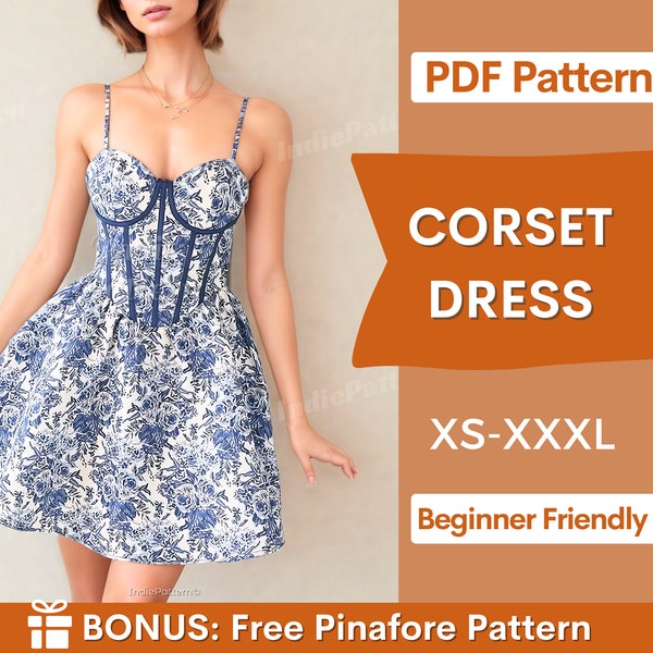 Corset Dress Pattern | Bustier Dress Pattern | Women Pattern | Dress Sewing Pattern for Women | Renaissance Dress | Sewing Pattern