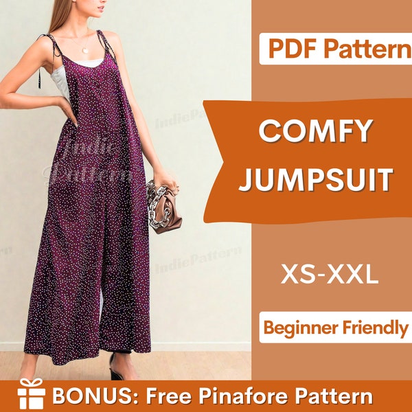 Jumpsuit Pattern | XS-XXL | Overalls pattern | Jumpsuit Sewing PDF Pattern |Women's Jumpsuits | Dungaree Pant Loose Trouser | Sewing Pattern