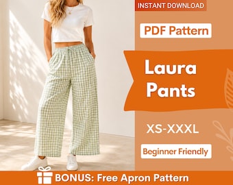Naaipatroon Laura-broek voor dames | Patroon broek wijde pijpen | Patroon capribroek | Naaipatronen | Damespatroon | Zomerbroek