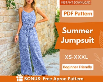 Naaipatroon jumpsuit voor dames | Patroon overall | Patroon jumpsuit dames | Naaipatroon dames | Jumpsuit zomerjurkpatroon