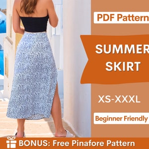 Easy Skirt Pattern | Slit skirt pattern | Women Sewing Pattern | Sewing Patterns | Summer Skirt Sewing pattern | Midi Skirt Pattern