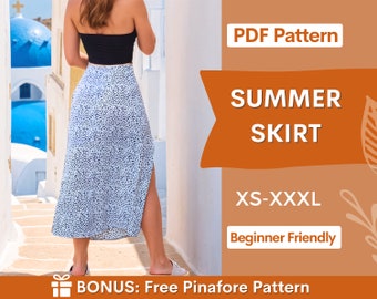 Easy Skirt Pattern | Slit skirt pattern | Women Sewing Pattern | Sewing Patterns | Summer Skirt Sewing pattern | Midi Skirt Pattern