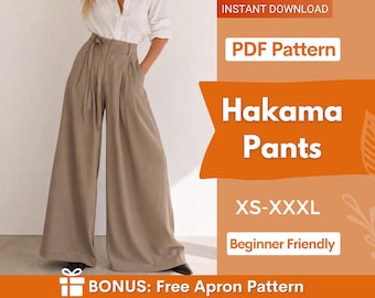 Hakama Hose Schnittmuster | Japanisches Hosen-Muster | Frauen Hose Muster | Schnittmuster für Frauen | Hosen-Schnittmuster | Palazzo Hose