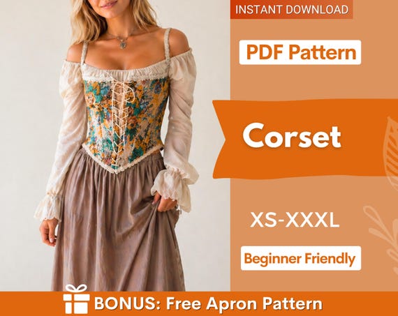 Corset Pattern | Cottagecore corset pattern | Top Sewing Pattern | Corset Sewing Pattern | PDF Sewing Pattern, Corset Top Sewing Pattern PDF