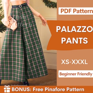 Palazzo Pants Pattern | Women Pants Sewing Pattern | Wide Leg Pants Pattern | Pants Pattern | Sewing Patterns | Women Sewing Pattern