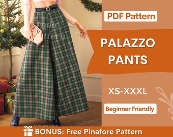 Palazzo Pants Pattern | Women Pants Sewing Pattern | Wide Leg Pants Pattern | Pants Pattern | Sewing Patterns | Women Sewing Pattern