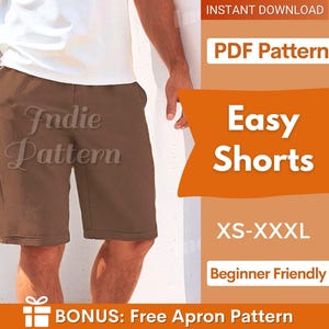 Shorts-Muster für Männer | Männer Schnittmuster | Elastischer Bund Shorts Männer MUSTER | Schnittmuster Shorts Männer | Shorts Muster, Herren Muster
