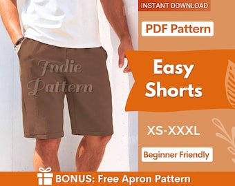 Shorts Pattern for Men | Men Sewing Pattern | Elastic Waistband Shorts Men PATTERN | Sewing Pattern Shorts Men | Shorts Pattern, Men Pattern