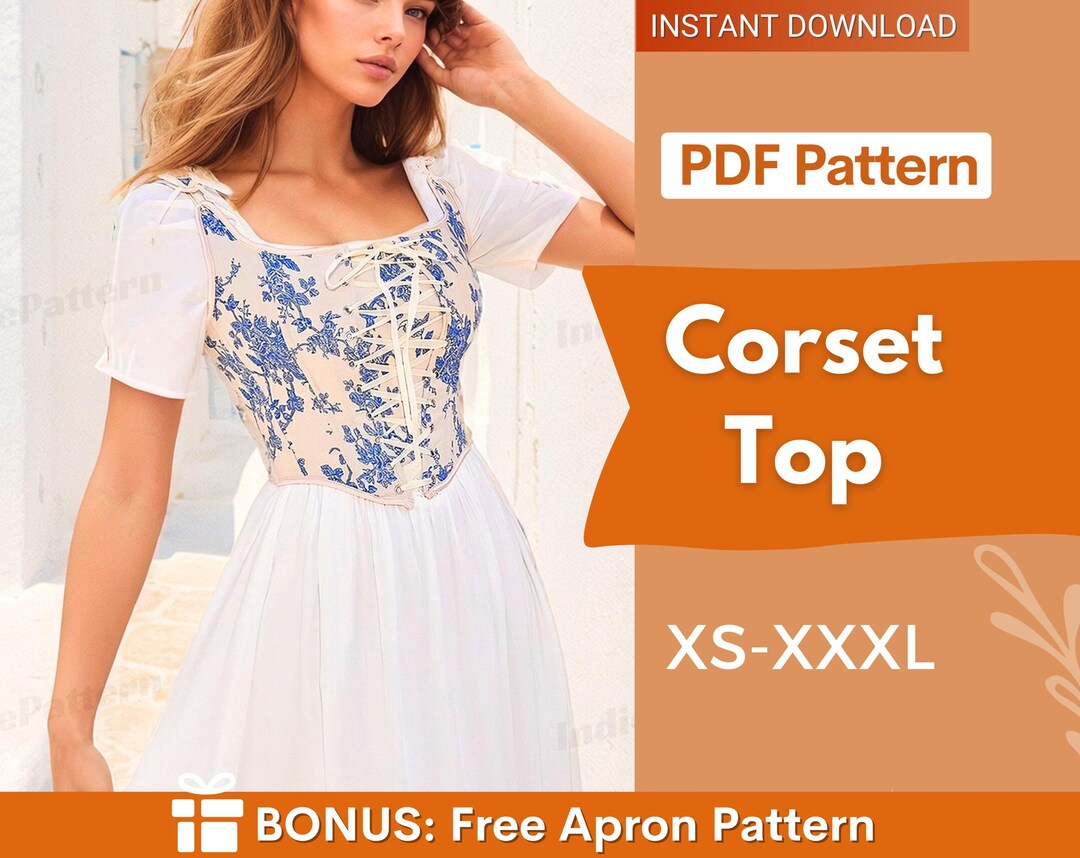 Corset Top Sewing Pattern | Corset Pattern | Cottagecore Corset Pattern ...