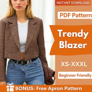 Naaipatroon blazer dames | Naaipatroon crop jasje |  Blazerpatroon dames | Patroon colbert |  Colbertblazer dames