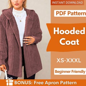 Coat Sewing Pattern for Women | Coat Pattern | Jacket Pattern | Sewing Patterns, Women Sewing Pattern Coat Jacket with Hoodie Sewing Pattern