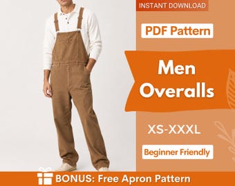 Naaipatroon herenoverall, patroon jumpsuit heren, patroon overall, patroon heren jumpsuit, patroon romper voor heren