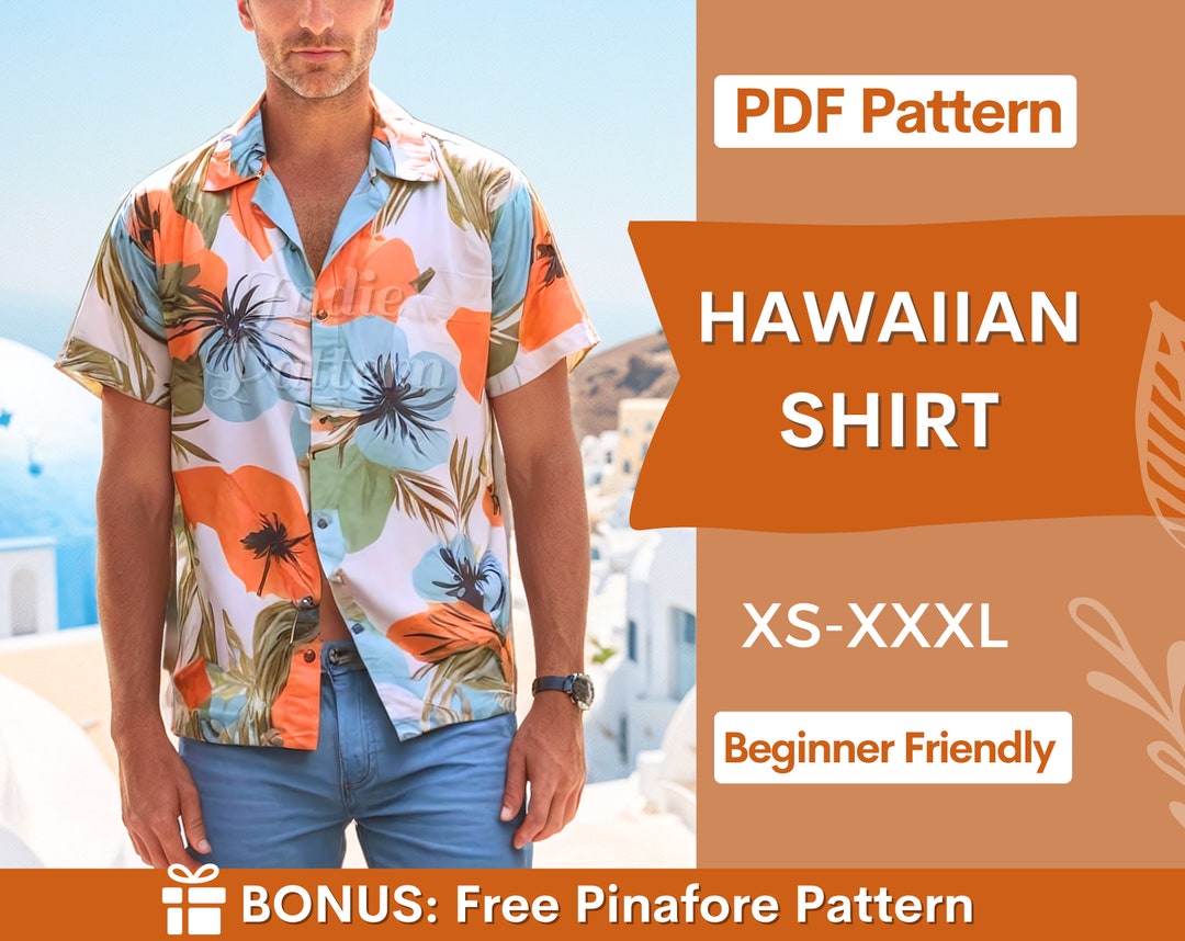 Hawaiian Shirt Sewing Pattern, XSXXXL, Tropical Shirt Sewing Pattern Hawaiian Shirt Sewing Pattern, XSXXXL, Tropical Shirt Sewing Pattern