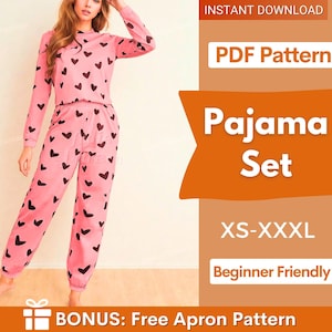 Pajama Set Pattern for Women | Nightwear Pattern, Pyjama Sleepwear Pattern, Nighty Sewing Pattern, Women Pajamas Pattern, PJ Pattern Women