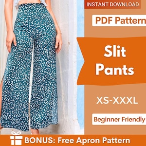 Slit Pants Pattern | XS-XXXL | Pants Sewing Pattern | Summer Pants Pattern | Beginner Sewing Pattern | Women Sewing Pattern | Easy Pants PDF