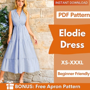 Summer Dress Pattern | Dress Pattern | Sewing Patterns | Women Patterns | Tiered Dress | Sleeveless Dress | Beginner Sewing Pattern Dress