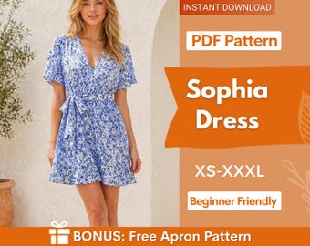 Dress Pattern | Summer Dress Pattern | Midi Dress Pattern | Women Sewing Pattern | Wrap Dress Pattern | Sewing Patterns | Women Patterns