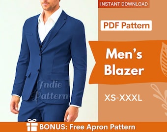 Men Suit Jacket Pattern | Jacket Sewing Pattern Men | Sewing Pattern Men Blazer | Men's Pattern |  Suit Pattern For Men | Men Sewing Pattern