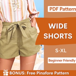 Shorts Sewing Pattern PDF sewing pattern shorts Wide shorts pattern High waisted shorts pattern Women short pattern Easy Digital PDF image 1