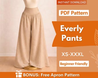 Everly Pants Pattern for Women | Palazzo Pants Sewing Pattern for Women | Wide Pants Pattern | Women Sewing Pattern | Women Trousers Pattern