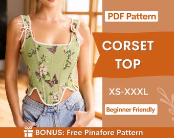 Corset Top Pattern Vanessa, Corset Pattern PDF, Crop Top Bustier