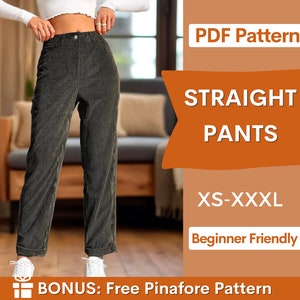 Pants Sewing Pattern | Trousers Pattern | Women Pants Pattern | Straight Leg Pants Pattern | High Waisted Pants Women Sewing Pattern