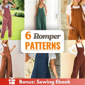 Romper Sewing Patterns Bundle +6 | Women Sewing Pattern | Overalls Pattern | Jumpsuit Pattern | Romper Pattern | Women Romper Pattern Bundle