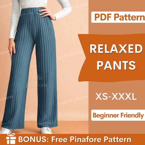 Relaxed Pants Pattern | Women Pants Sewing Pattern | Yoga Pants Pattern | Sewing Patterns | Straight Leg Pants | Sewing Pattern Women Pants