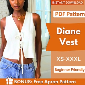 Front Tie Top Sewing Pattern | Tie Top Pattern | Vest Pattern | Summer Top sewing pattern | Women Sewing Patterns | Beginner Vest Pattern