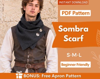 Sombra Scarf Sewing Pattern, Medieval Pattern, Ren Faire Pattern, Cosplay Scarf Pattern, Fantasy Pattern, Ren Faire Pattern