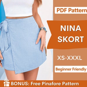 Knot Skort Sewing Pattern | Skirt Pattern | Skort Pattern | Shorts Pattern | Womens Skirt | Sewing Patterns | Women Patterns | Mini Skirt