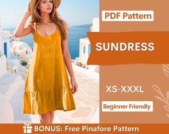 Summer Dress Pattern | XS-XXXL | Dress PDF Sewing Pattern | Beginner Sewing Pattern | Women Sewing Pattern | Easy Strappy dress pattern