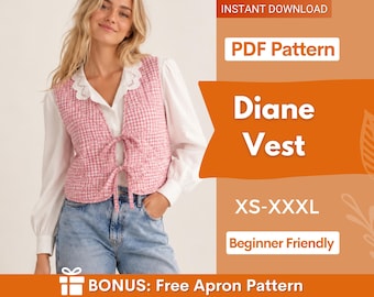 Vest Pattern | Front Tie Top Pattern | Vest Sewing Pattern | Top sewing pattern | Women Sewing Patterns | Quilted Vest | Patchwork Vest