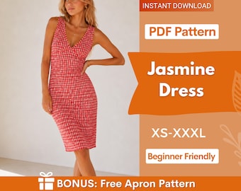 Jasmine Dress Sewing Pattern | Mini Dress Pattern | Midi Dress Pattern | Sewing Patterns | Women Patterns | Summer Dress, Women Dress