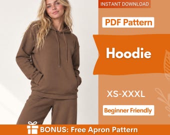 Naaipatroon voor een hoodie, dameshoodie, sweatshirtpatroon, naaipatroon voor dames, loungewearpatroon | XS-XXXL | Direct te downloaden als PDF