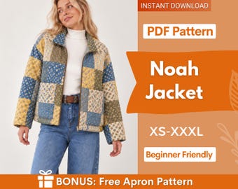 Jaspatroon voor dames | Jaspatroon | Naaipatronen | Patchwork naaipatroon voor dames | Jas voor beginners, gewatteerde jas