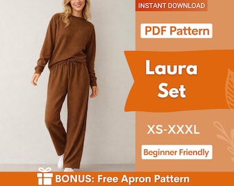Sweatshirt and Joggers Sewing Patterns, Sweatpants Pattern,  Women Beginner Patterns, Joggers Pattern, Sweatshirt Pattern, Women Pattern