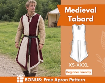 Medieval Tabard Sewing Pattern for Men | Tunic Pattern | Warrior Robe | Costume Sewing Pattern | Fantasy Pattern | Beginner Pattern