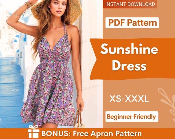 Dress Sewing Pattern | XS-XXXL | Womens Dress Pattern | Summer Dress Pattern  | Backless Dress Pattern | Easy Dress Pattern for Beginners Pdf