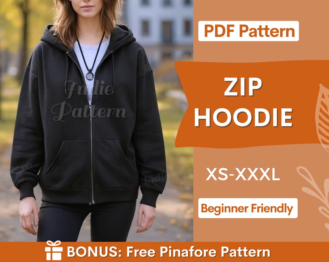 Zip up Hoodie Pattern Women Hoodie Sweatshirt Pattern Women Sewing
